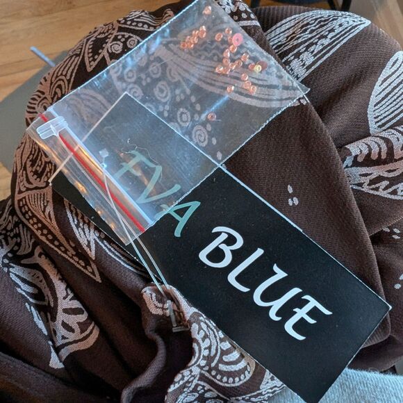 NWT Vintage Y2K Eva Blue Brown Midi Dress Fairycore Beaded Sequin Whimsygoth 10 - Picture 12 of 15